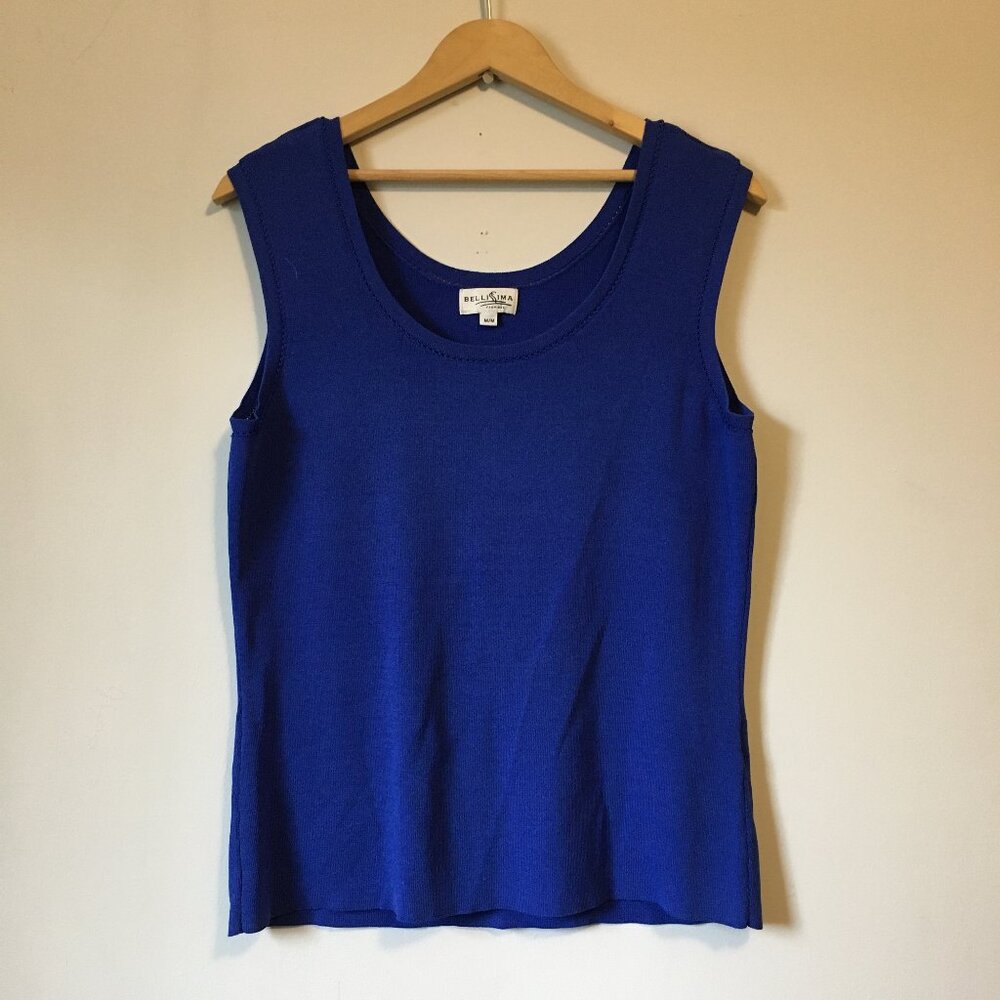 Vintage Bellissima Indigo Blue Rayon Blend Sleeveless Tank Top - M